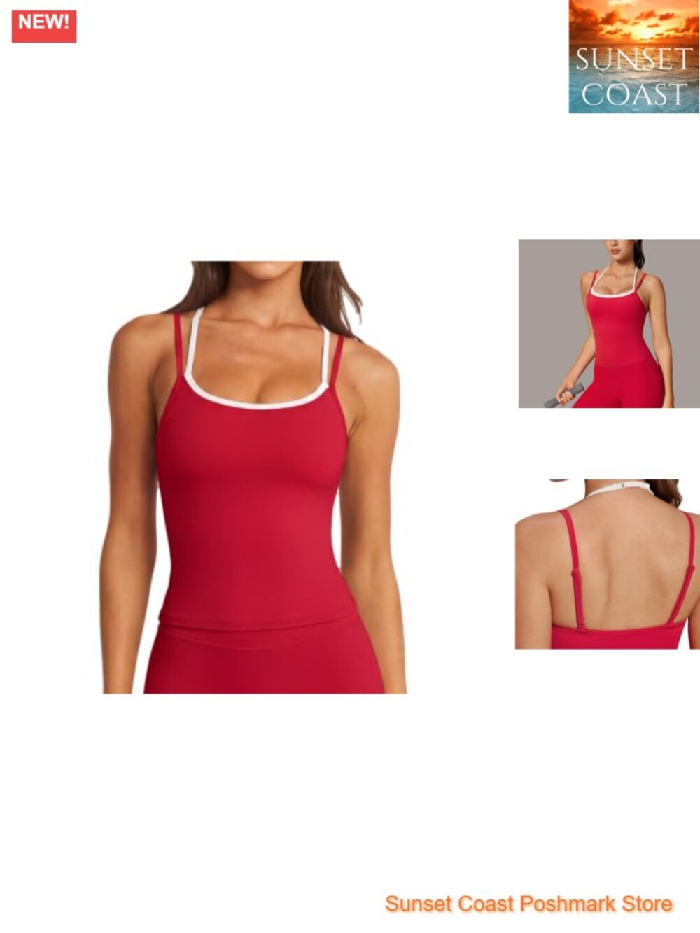 Layered Workout Tank Top Double Lined Longline Sports Bra with Built-in Bra